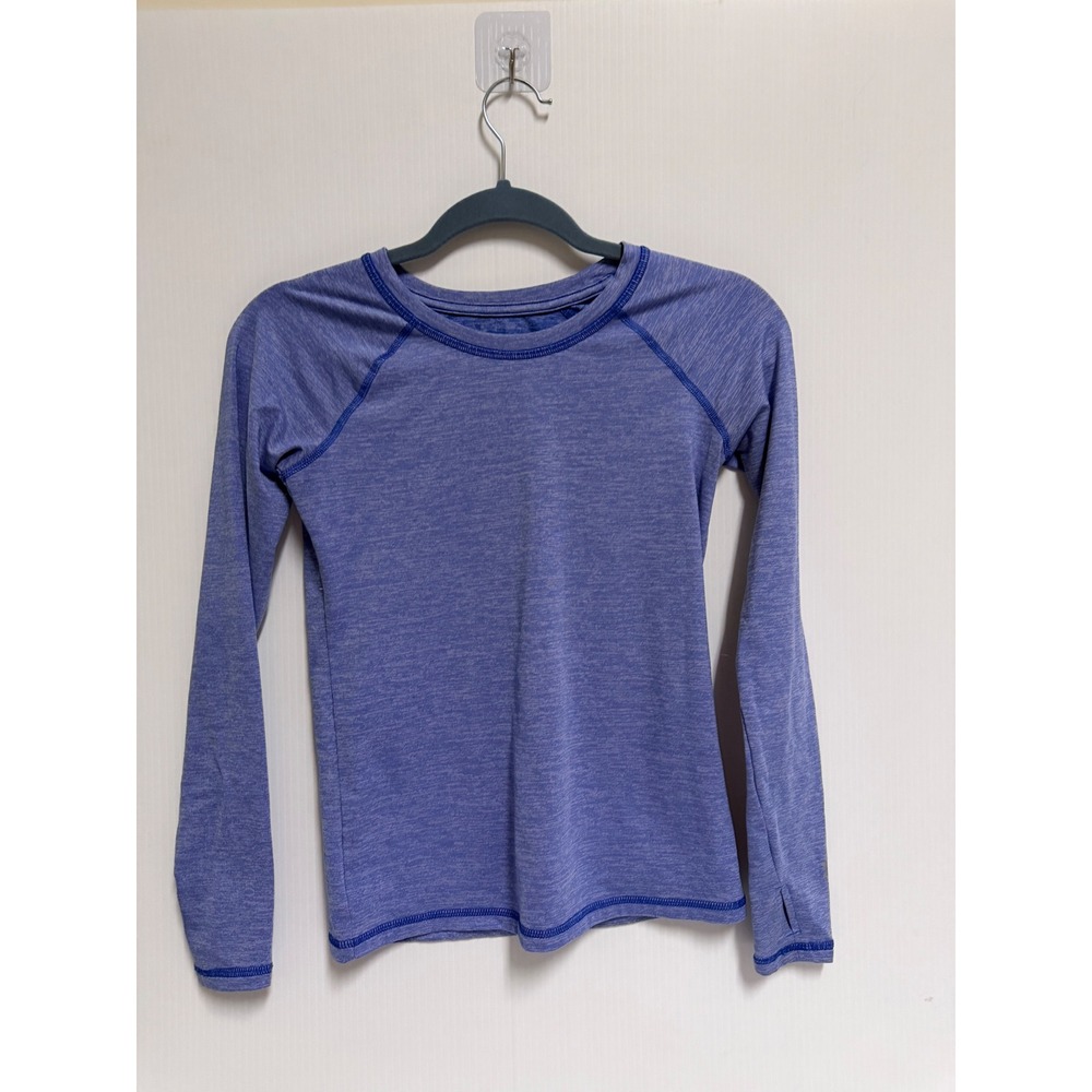 All In Motion Girls Purple Space Dye Long Sleeve Active Top Thumbholes L 10/12
